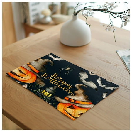 

WDOEID Halloween Kitchen Decoration Placemat Sunflower Linen Placemat Pumpkin Placemat