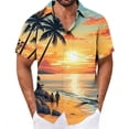 thumbnail image 2 of Men's Long Sleeve Button-Front Turtleneck Pullover Top with Pockets, Hawaiian Print Loose Fit Casual Shirt for Daily Wear, 2 of 6