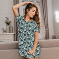 thumbnail image 3 of Rateoe PUG HEAD And Flower Print Women’s Nightdress – Cozy Cotton Short-sleeved Sleep Shirt, Loose-Fit Sleepwear, Perfect for Relaxing and Sleeping, 3 of 6