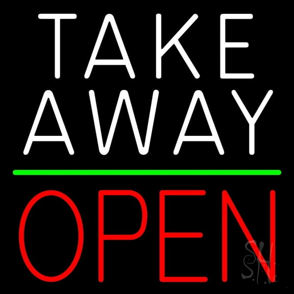 Take Away Open LED Neon Sign 24 x 24 - inches, Clear Edge Cut Acrylic Backing, with Dimmer - Bright and Premium built indoor LED Neon Sign for Bar decor.