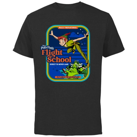 Disney Peter Pan's Flight School Direct to Never Land - Short Sleeve Cotton T-Shirt for Adults - Customized-Black