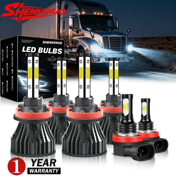 H9 H11 High&Low Beam for Freightliner Cascadia 2008-2013 2014 2015 2016 LED Headlights Fog Lights 6pcs