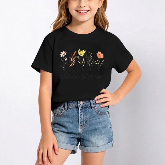 Toddler Kids Girls Boys T Shirts Short Sleeve Soft Summer Roundneck Tee Print Comfort Fit Top Blend Shirt For Casual Blouse 2-4 Years