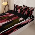 thumbnail image 2 of Castle Fairy Watercolor Camo Blotch Zipper Twin Comforter Sets with Fitted Sheet and 2 Pillowcases,Abstract Vertical Splash Shape Zipper Bedding Set,Olive Pink Black,Reversible, 2 of 7