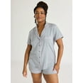 thumbnail image 2 of Joyspun Women's Cotton Blend Notch Collar Top and Shorts Pajama Set, 2-Piece, Sizes S to 4X, 2 of 6