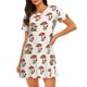thumbnail image 1 of Balery Red Mushrooms Camisón de manga corta con cuello redondo para mujer, cómodo y elegante., 1 of 6