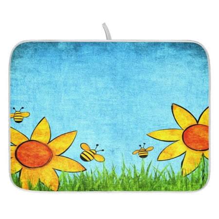 

Sunflower Dish Drying Mat for Kitchen Quick Drying Absorbent Soft Durable 18 x 24