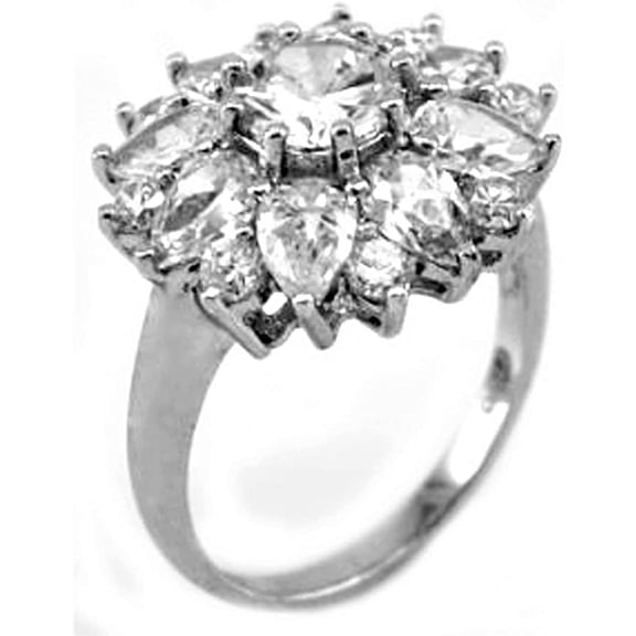 Daisy Delight Ring AAA CZ Swarovski Stripe Ring Rodium Plated Size 8