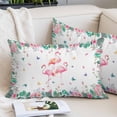 thumbnail image 2 of Pink Flamingo Throw Pillow Covers, Tropical Botanical Summer Butterfly Flower Soft Breathable Pillow Cases with Invisible Zipper for Sleeping, Small Pillowcases for Couch Bed Sofa Chair 16x24 Inches, 2 of 9