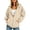 Beige, variant on Ghalytn Women Drawstring Full Zip Hooded Jacket Seam Stitch Raglan Long Sleeve Side Pocket Loose Casual Sweatshirt