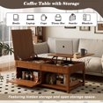thumbnail image 6 of Lift-Top Coffee Table with Hidden Storage and Open Shelf - Apricot Brown, 6 of 10