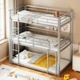 thumbnail image 2 of Euroco Metal Twin Bunk Bed,Triple Bed for Kids Room,3 Bed for Kids Teens Adults, Space-Saving,Silver, 2 of 8