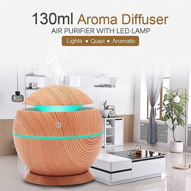 130ml Air Humidifier USB Air Diffuser Ultrasound Air Humidifier Essential Oil Aromatherapy Machine with Seven-color Light for Home Bedroom Office