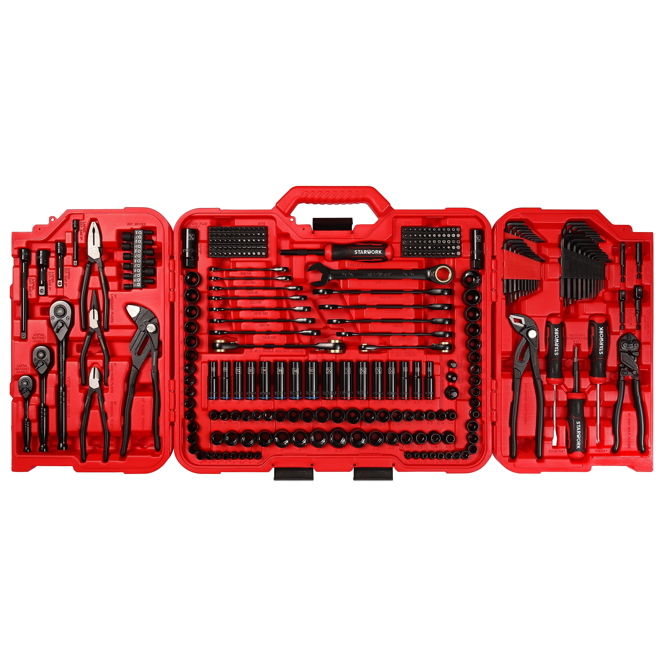 STARWORK TRUE MECHANIC™ 312-Piece Mechanics Tool Set and Socket Set, Professional【Pliers Wrench Version】 SAE/Metric