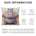 thumbnail image 5 of Autua Hippopotamus Funny African Throw Pillowcase, Home Decoration Cushion Cover for Sofa Living Room Sofa Bed 12x12in, 5 of 5