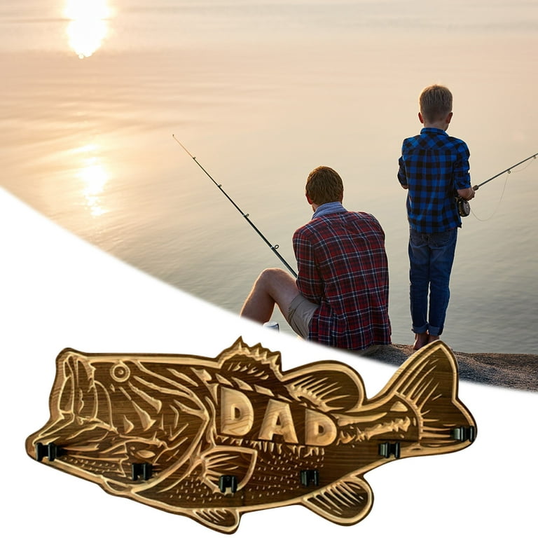 Takeoutsome Wooden Fish, Largemouth Bass, Can Hold 6 Fishing Rods,  Wall-mounted Fishing Rod 