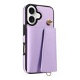 thumbnail image 5 of Allytechgroup Wallet Phone Case for iPhone 16 Plus, Built-in Shoulder Strap Lanyard Stand RFID Blocking Shockproof Protective Back Cover for iPhone 16 Plus, Purple, 5 of 7