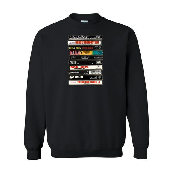 Vintage 80s Rock Music Cassette Tape Concert Retro Graphic Sweatshirt