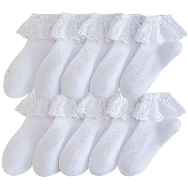Girls White Socks Kids White Socks Solid Breathable White Socks 10Pc