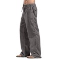 thumbnail image 3 of Men's Plus Size Drawstring Pants, Summer Elastic Waist Solid Color Loose Lounge Pants with Pockets, 3 of 5