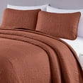 thumbnail image 3 of Chezmoi Collection Austin King Oversized Bedspread Set, 3-Piece Lightweight Microfiber Quilted Coverlet for All Seasons, Terracotta, 3 of 9