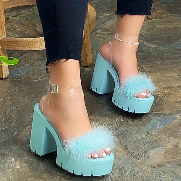 Sandalias inclinadas de fondo grueso para mujer Zapatos de plataforma con cuña de tacón alto sólido Wmkox8yii shjk5665