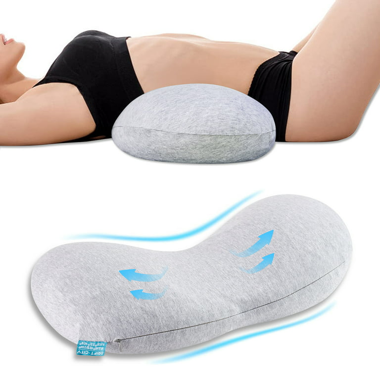 Lumbar Support Back Cushion, Buckwheat Shell Peanut Shape Lumbar Pillow for Lower  Back Pain Relief 