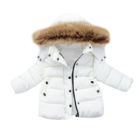 

Ixbnca Winter Kids Jackets Fuzzy Hoodie Zip up Warm Windproof Solid Color Thick Snow Toddler Coat
