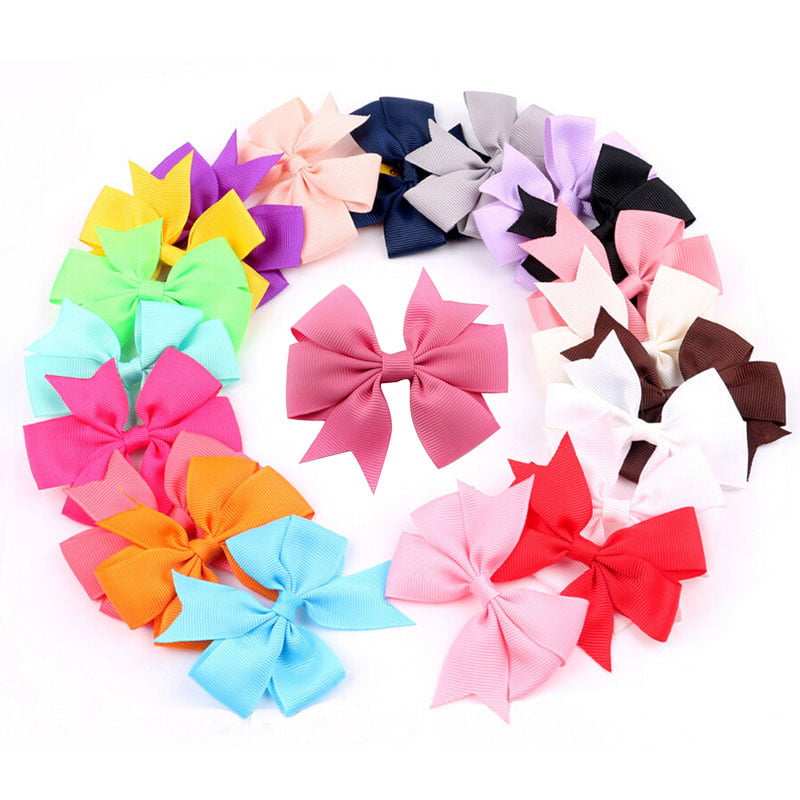 Trendy 12PCS Colorful Bowknot Hairpin Kids Baby Girls Hair Bow Clips Barrette 