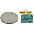 thumbnail image 3 of GlassOfVenice Murano Glass Avventurina Rectangular Cufflinks - Aqua, 3 of 4
