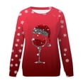thumbnail image 4 of VJATTWR Mes Articles Chandail en Molleton de Noël pour Femmes Automne et Hiver Flocon de Neige Rouge Verre Dégradé Imprimé Col Rond Épaule Manches Longues Décontracté Sport Chandail en Molleton Get it Fast, 4 of 4