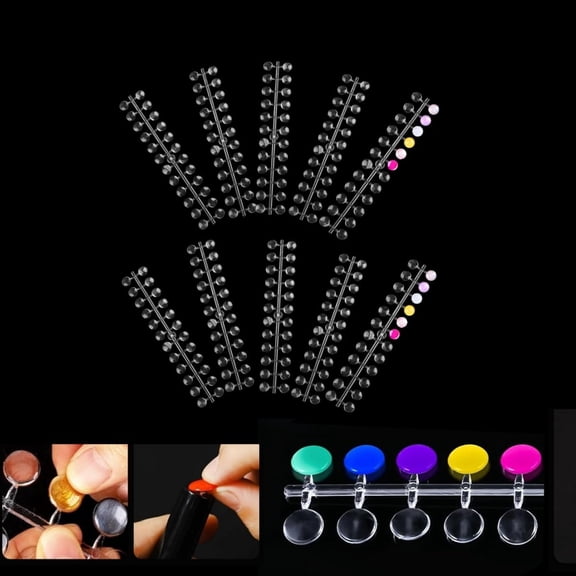 Nail Art Color Display Chart,360pcs Nail Color Display Chart,QZS Clear Round False Swatch Tips with Adhesive Sticker for Practicing DIY Color