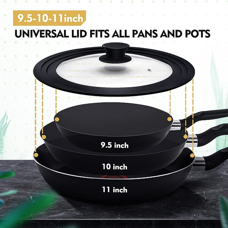 Universal Lid for Pots, Pans and Skillets - Tempered Glass with Heat  Resistant Silicone Rim, Fits 9.5, 10 and 11 Diameter Cookware