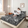 thumbnail image 4 of Homewish Boys Girls Gothic Castle Full Size Sheets 4-Piece,Chic Floral Flowers Breathable Bed Sheets,Starry Sky Lightweight Sheet Sets,Microfiber Bedroom Decor, 4 of 7