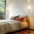 thumbnail image 2 of Tall Floor Lamp Set of 2 with Linen Shade - 3 Color Temperature, Black, LED Bulbs, Pull Chain Switch, Easy Assembly(2 Pack), 2 of 12