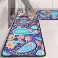 thumbnail image 2 of Kitchen Rugs Sets Of 2,Blue Paisley and Floral Pattern Anti Fatigue Kitchen Mat Rugs Non Slip Washable,Decorative Kitchen Floor Mats for Kitchen,Sink,Laundry,17"x47"+17"x47", 2 of 5