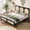 Black+Solid Wood+MDF+King, variant on HMYG Queen Size Wood Platform Bed with Rattan Headboard and Footboard,Black+Beige