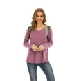thumbnail image 3 of T-shirt Décontracté à Manches Longues Croisé Col Rond pour Femme, 3 of 8