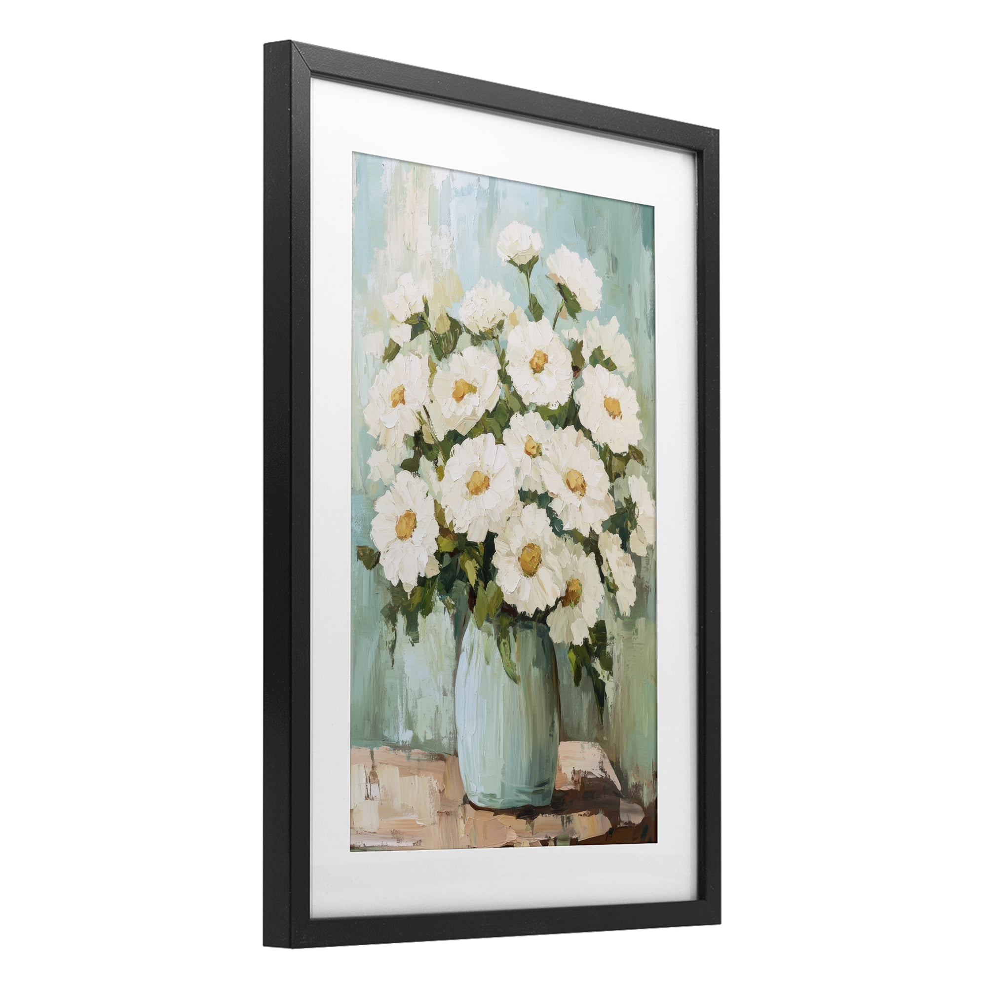 Stupell Industries Cozy Arrangement of White Blooms Black Framed Print Under Glass, design by Petal Prints Design