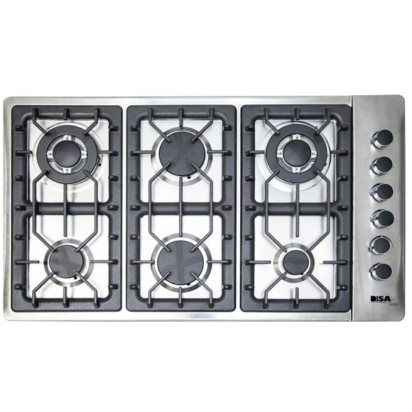 Parrilla Empotrable a Gas Disa Home 6 Quemadores Encendido Electrónico Acero Inoxidable 86 x 50 cm