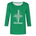 thumbnail image 4 of Fashion Fall Saving LiMoi Women's Xmas Greeting Print Shirt 3/4 Sleeve Round Neck Casual and Cheerful Top Tees Tshirts Blouse for Seasonal Style My Items, 4 of 5