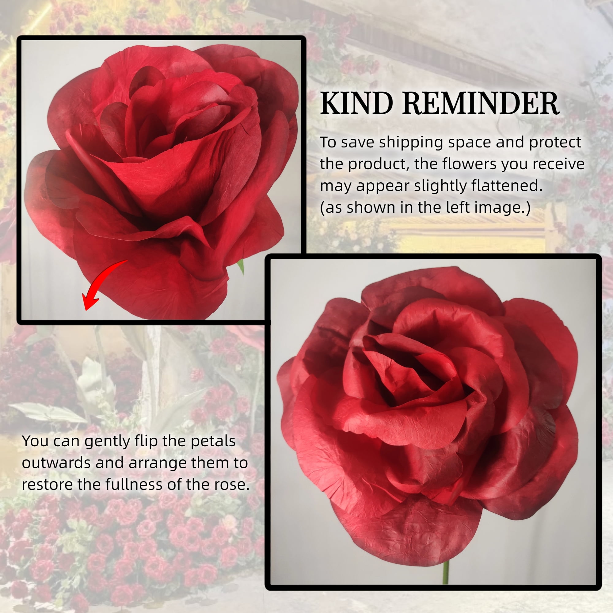 Louis Garden 5.9’ Rose Artificial Flower Set Party Backdrop Giant Flowers for Decoration, Blue