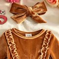 thumbnail image 4 of Baby Girls Long Sleeve Velvet Tulle Dress Set Star Print Skirt Ruffle Bow Detail with Matching Bow Headband, 4 of 6