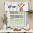 thumbnail image 3 of Welcome Pig Window Valance Curtain Flowers Wreath Rod Pocket Short Curtain for Living Room, Bedroom & Kitchen Window Decor 42x18in, 3 of 8