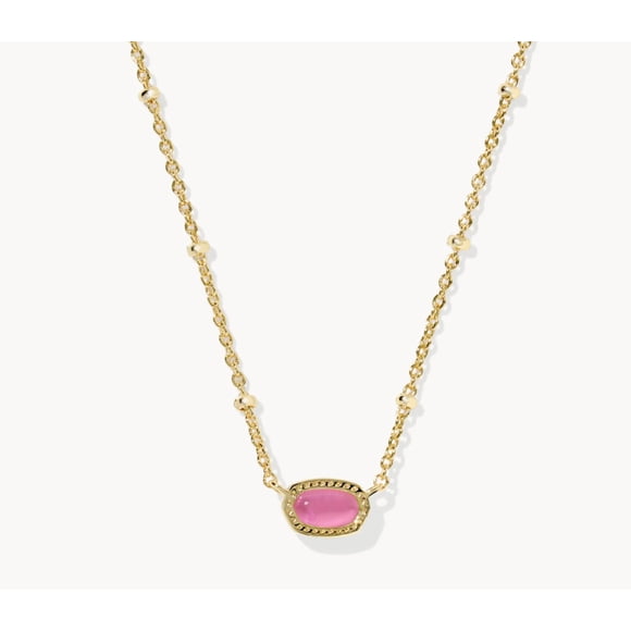 Kendra Scott Mini Elisa Satellite Pendant Necklace, 14k Gold Plated, Pink Stone, Adjustable Chain for Women
