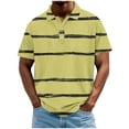 thumbnail image 2 of Fnnxeal Mens Performance Polo Shirt Yellow Black Stripes Short Sleeve Moisture Wicking Stretch Breathable Quick Dry Casual Golf Summer Top,Size XL, 2 of 5