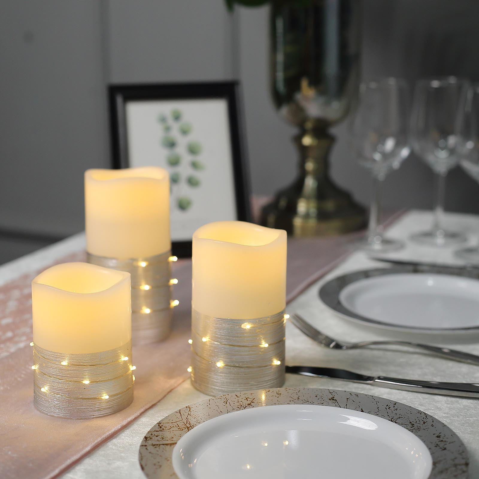 Candle-Flameless-LED-Special Occasion w/Timer-Silv