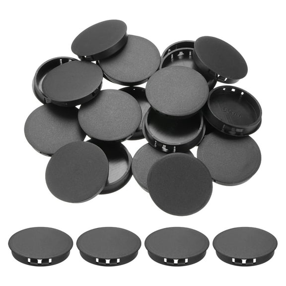 Uxcell 64Pcs 60mm(2 3/8') Black Round Hole Plugs Nylon Plastic Flush Type Hole Plug Insert End Cap for Locking Hole Tube