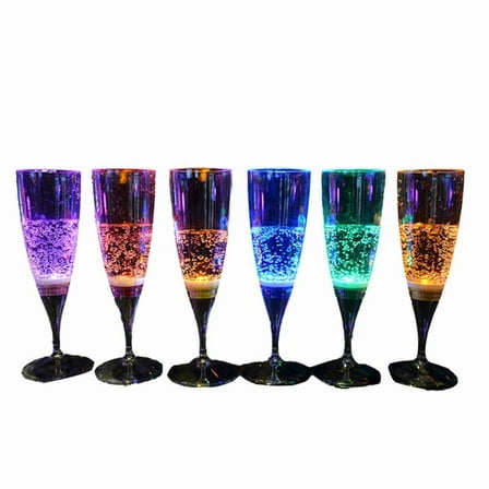 Bar Cup KTV  Cocktail Glass 6pcs  Cups Food Grade Plastic Wine Glass LED Light Glasses Battery