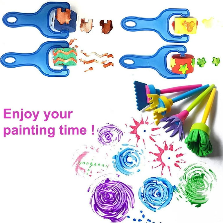 IELEK Kids Art & Craft Painting Drawing Tools Mini Flower Sponge Brush Set  Fun Kits Early DIY Learning